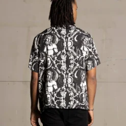 Saint Morta Mad God Short Sleeve Shirt Black/White -Nuvora Fit Sales 02045154 YB012 mens 00040