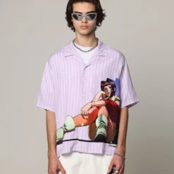 Loiter X Cowboy Bebop Button Up Shirt Lilac