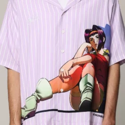 Loiter X Cowboy Bebop Button Up Shirt Lilac -Nuvora Fit Sales 02045213 YL300 mens 0040