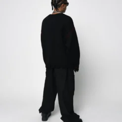 Loiter Fable Distressed Knit Sweater Black 12 Loiter Fable Distressed Knit Sweater Black -Nuvora Fit Sales 02045279 YB001 mens 030