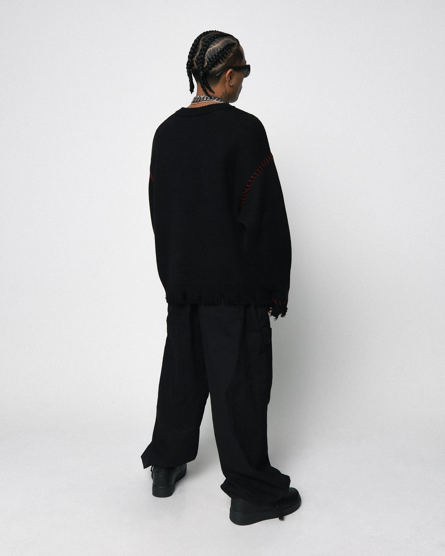 Loiter Fable Distressed Knit Sweater Black 5 Loiter Fable Distressed Knit Sweater Black - Image 3