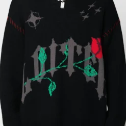 Loiter Fable Distressed Knit Sweater Black 15 Loiter Fable Distressed Knit Sweater Black -Nuvora Fit Sales 02045279 YB001 mens 060