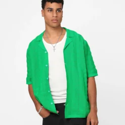 Nuvora Fit Sales 36 XXIII Lorenzo Knit Button Up Shirt Green