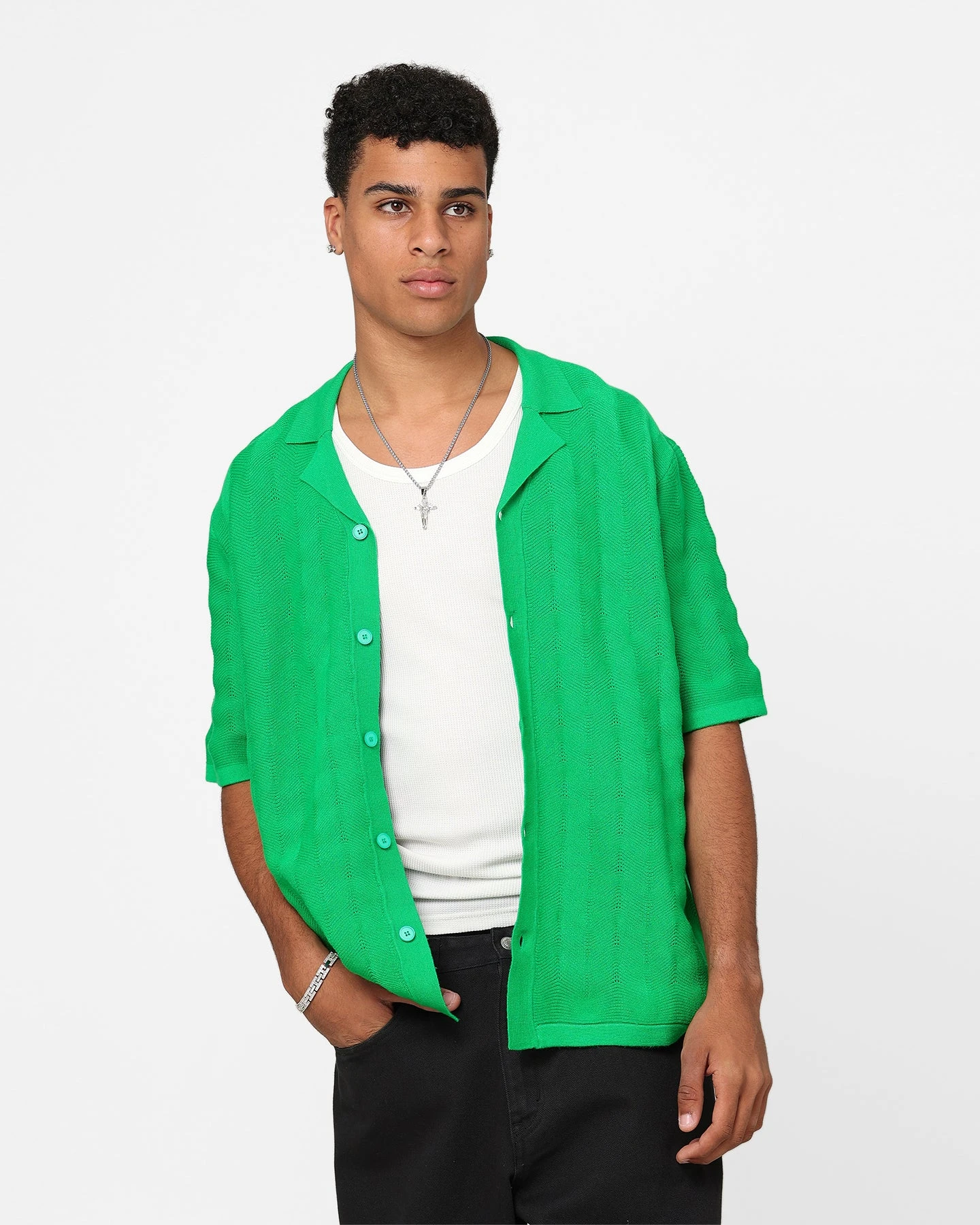 XXIII Lorenzo Knit Button Up Shirt Green 3 XXIII Lorenzo Knit Button Up Shirt Green