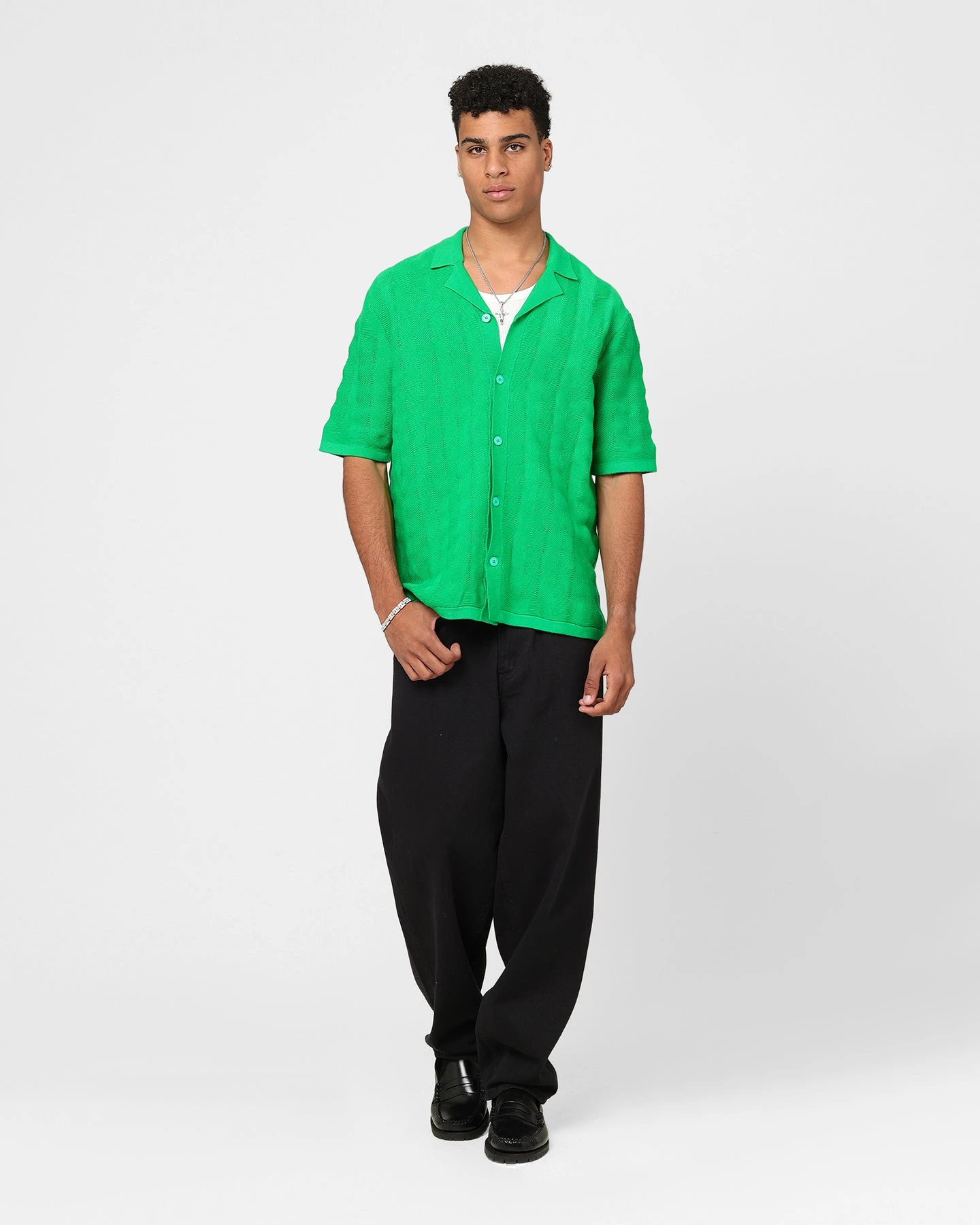 XXIII Lorenzo Knit Button Up Shirt Green 4 XXIII Lorenzo Knit Button Up Shirt Green - Image 2