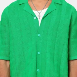 XXIII Lorenzo Knit Button Up Shirt Green 11 XXIII Lorenzo Knit Button Up Shirt Green -Nuvora Fit Sales 02045287 YG600 mens 0030
