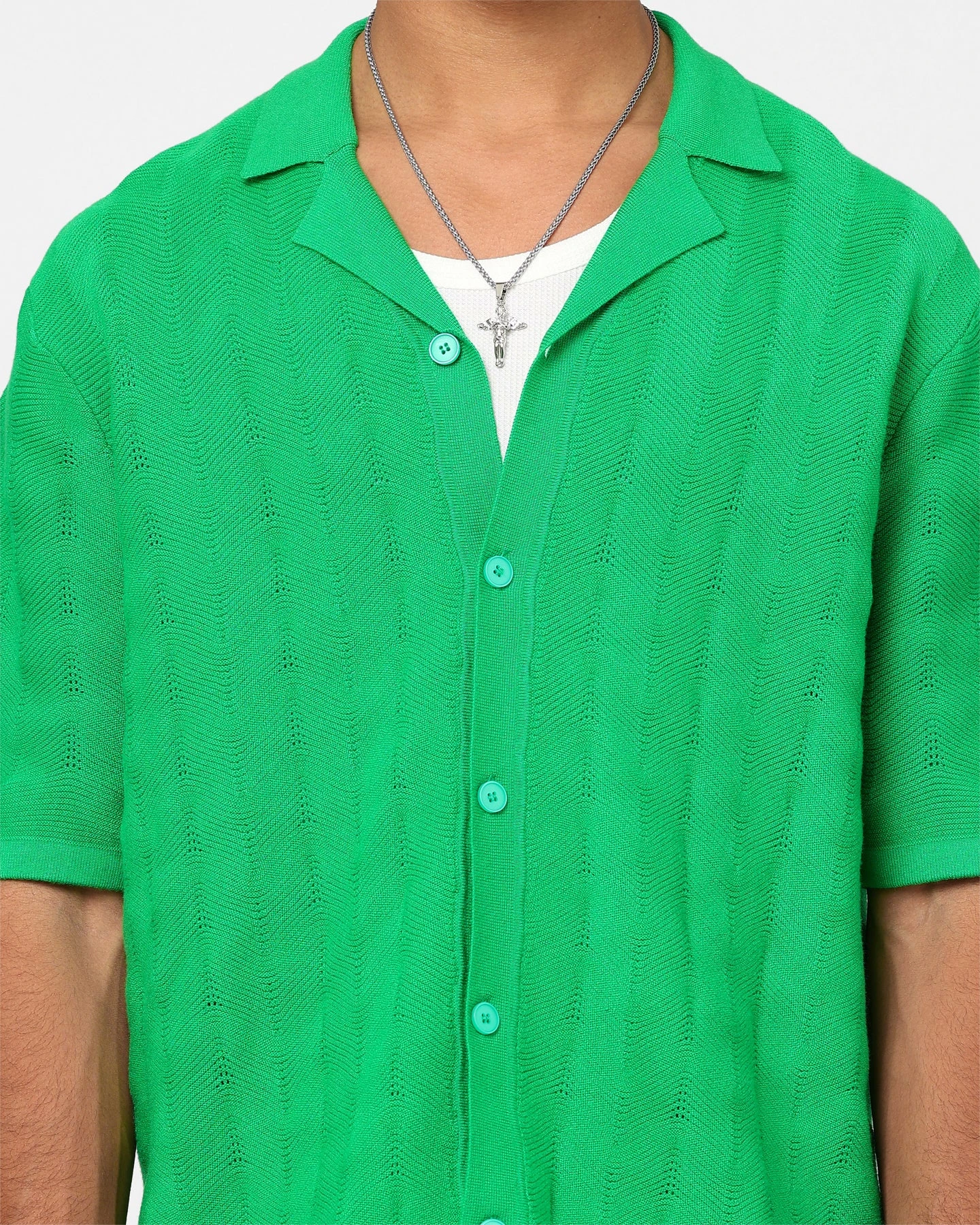 XXIII Lorenzo Knit Button Up Shirt Green 5 XXIII Lorenzo Knit Button Up Shirt Green - Image 3