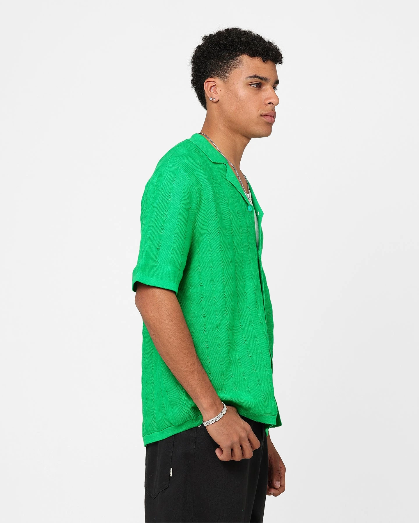 XXIII Lorenzo Knit Button Up Shirt Green 7 XXIII Lorenzo Knit Button Up Shirt Green - Image 5