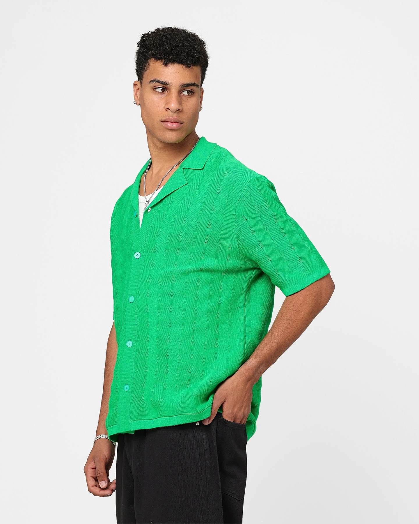 XXIII Lorenzo Knit Button Up Shirt Green 8 XXIII Lorenzo Knit Button Up Shirt Green - Image 6