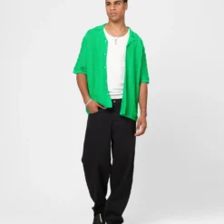XXIII Lorenzo Knit Button Up Shirt Green 15 XXIII Lorenzo Knit Button Up Shirt Green -Nuvora Fit Sales 02045287 YG600 mens 0070
