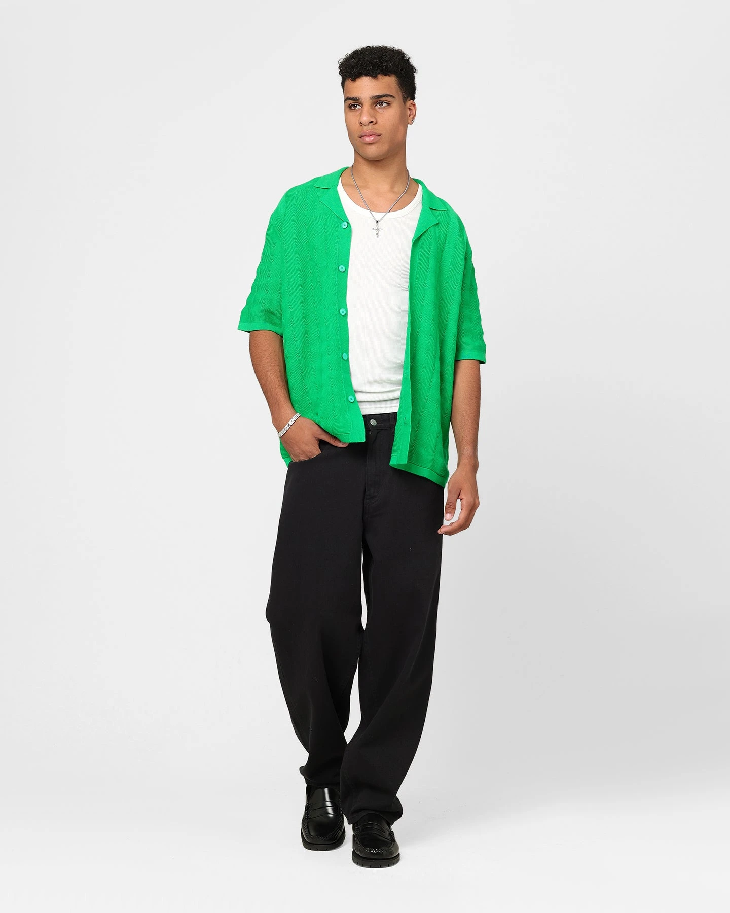 XXIII Lorenzo Knit Button Up Shirt Green 9 XXIII Lorenzo Knit Button Up Shirt Green - Image 7