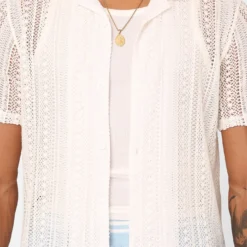 XXIII Franjo Knit Button Up Shirt Off White 10 XXIII Franjo Knit Button Up Shirt Off White -Nuvora Fit Sales 02045294 YO007 mens 0030