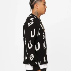 Ksubi Letters Knit Crewneck Black -Nuvora Fit Sales 02045418 YB001 mens 0050