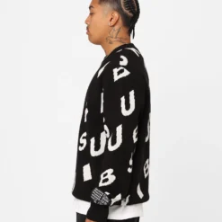 Ksubi Letters Knit Crewneck Black -Nuvora Fit Sales 02045418 YB001 mens 0060