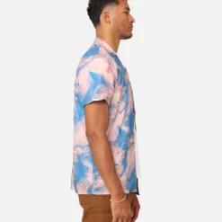 XXIII Distorted Button Up Shirt Pink/Blue -Nuvora Fit Sales 02045471 YP005 mens 00050