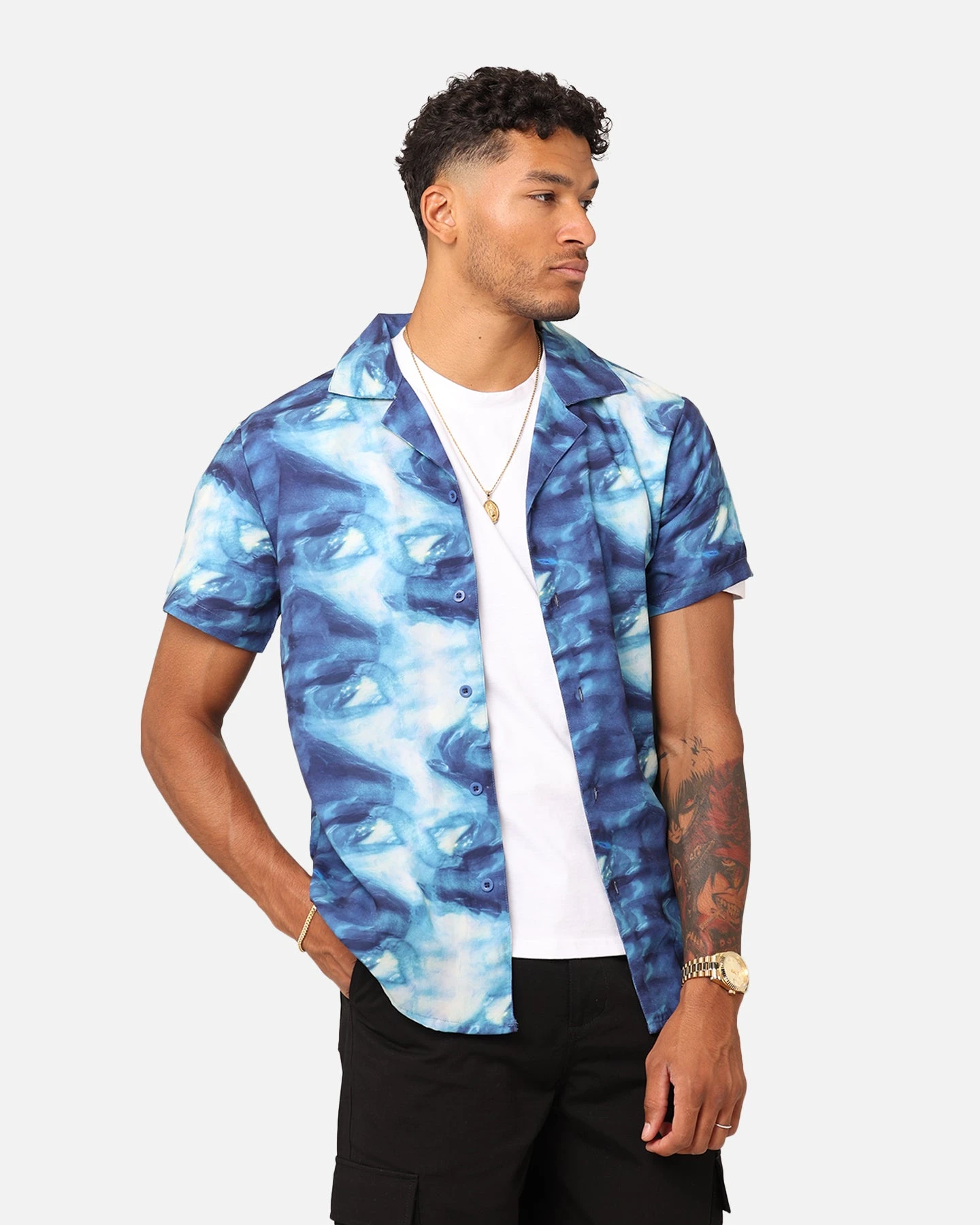 XXIII Distorted Button Up Shirt Blue 3 XXIII Distorted Button Up Shirt Blue