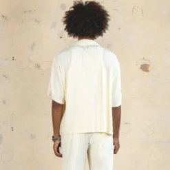 404 Harbour Plisse Button Up Shirt Ecru -Nuvora Fit Sales 02045506 YE017 mens 000040 scaled