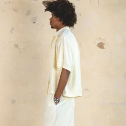 404 Harbour Plisse Button Up Shirt Ecru -Nuvora Fit Sales 02045506 YE017 mens 000060 scaled