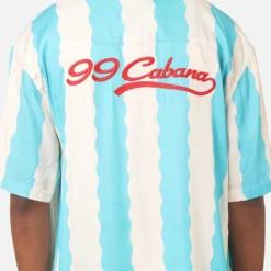 99 Cabana Bowling Short Sleeve Button Up Shirt Light Blue/Off White -Nuvora Fit Sales 02045523 YL258 mens 0040