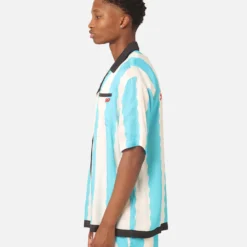 99 Cabana Bowling Short Sleeve Button Up Shirt Light Blue/Off White -Nuvora Fit Sales 02045523 YL258 mens 0070