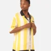 99 Cabana Bowling Short Sleeve Button Up Shirt Yellow/Off White -Nuvora Fit Sales 02045523 YY080 mens 0010