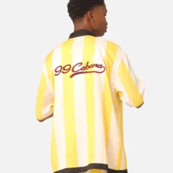 99 Cabana Bowling Short Sleeve Button Up Shirt Yellow/Off White -Nuvora Fit Sales 02045523 YY080 mens 0040