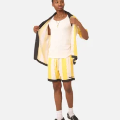 99 Cabana Bowling Short Sleeve Button Up Shirt Yellow/Off White -Nuvora Fit Sales 02045523 YY080 mens 0050