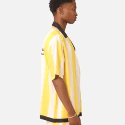 99 Cabana Bowling Short Sleeve Button Up Shirt Yellow/Off White -Nuvora Fit Sales 02045523 YY080 mens 0080