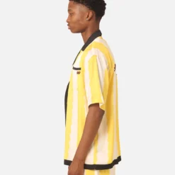 99 Cabana Bowling Short Sleeve Button Up Shirt Yellow/Off White -Nuvora Fit Sales 02045523 YY080 mens 0090