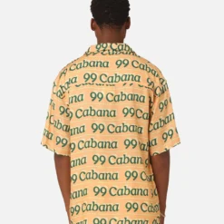 99 Cabana Logo Short Sleeve Button Up Shirt Yellow/Green -Nuvora Fit Sales 02045526 YY016 mens 0040