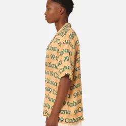 99 Cabana Logo Short Sleeve Button Up Shirt Yellow/Green -Nuvora Fit Sales 02045526 YY016 mens 0060