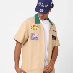 The New Establishment CMS Race Team Shirt Stone/Green -Nuvora Fit Sales 02045613 YS403 mens 0060