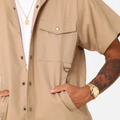 XXIII Benji Utility Button Up Shirt Khaki -Nuvora Fit Sales 02045748 YK001 mens 00070