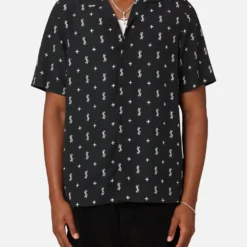 Ksubi Allstar Resort Short Sleeve Shirt Black -Nuvora Fit Sales 02046016 YB001 mens 0030