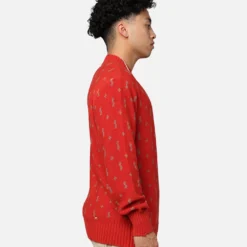 Ksubi Allstar Knit Torch Crewneck Red -Nuvora Fit Sales 02046021 YR001 mens 0040