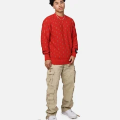 Ksubi Allstar Knit Torch Crewneck Red -Nuvora Fit Sales 02046021 YR001 mens 0060