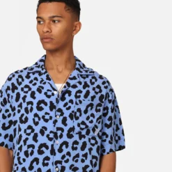 Carre Leo Short Sleeve Button Up Shirt Purple/Black -Nuvora Fit Sales 02046188 YP203 mens 0070