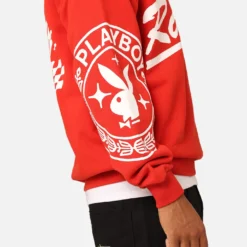 Playboy By Culture Kings Speedy Crewneck Red -Nuvora Fit Sales 02046310 YR001 mens 0090