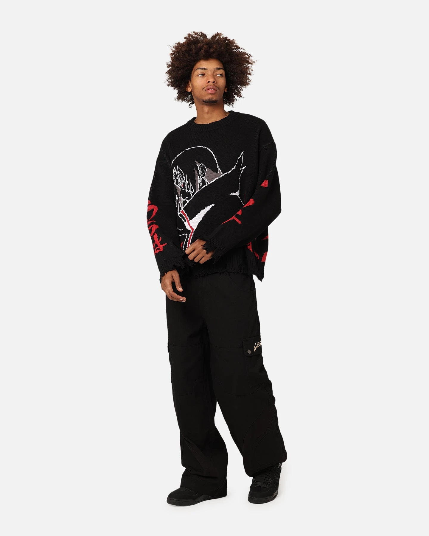 Goat Crew X Naruto Itachi Knit Sweater Black/Red 4 Goat Crew X Naruto Itachi Knit Sweater Black/Red - Image 2