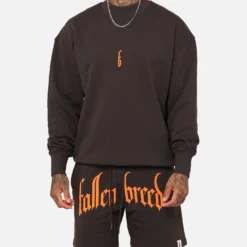 Fallen Breed Monogram Crewneck Dark Charcoal/Orange -Nuvora Fit Sales 02046533 YD986 mens 0040