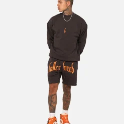 Fallen Breed Monogram Crewneck Dark Charcoal/Orange -Nuvora Fit Sales 02046533 YD986 mens 0080