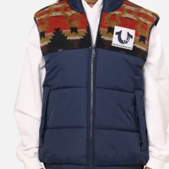 True Religion Southwestern Puffer Vest Dress Blue 11 True Religion Southwestern Puffer Vest Dress Blue -Nuvora Fit Sales 02046675 YD996 mens 00030