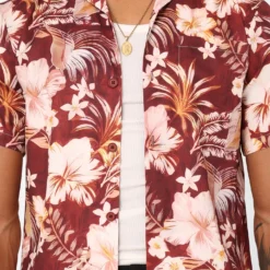 XXIII Jens Satin Button Up Shirt Maroon -Nuvora Fit Sales 02046690 YM100 mens 0030