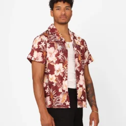 XXIII Jens Satin Button Up Shirt Maroon -Nuvora Fit Sales 02046690 YM100 mens 0050