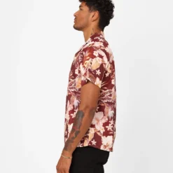 XXIII Jens Satin Button Up Shirt Maroon -Nuvora Fit Sales 02046690 YM100 mens 0060