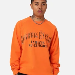 American Thrift X DC Batman Arkham Asylum Crewneck Neon Orange