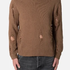 MNML Distressed Sweater Brown