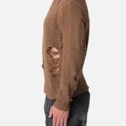 MNML Distressed Sweater Brown -Nuvora Fit Sales 02047451 YX300 mens 0030