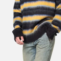 MNML Striped Mohair Sweater Black -Nuvora Fit Sales 02047455 YB001 mens 0050