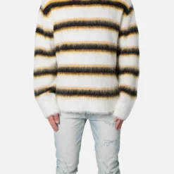 MNML Striped Mohair Sweater White